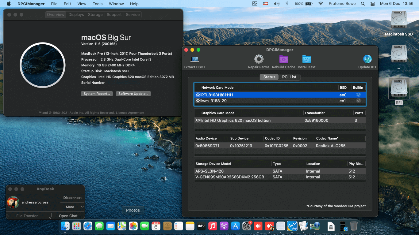 Success Hackintosh macOS Big Sur 11.6 Build 20G165 in Acer Aspire E5-476G-319J